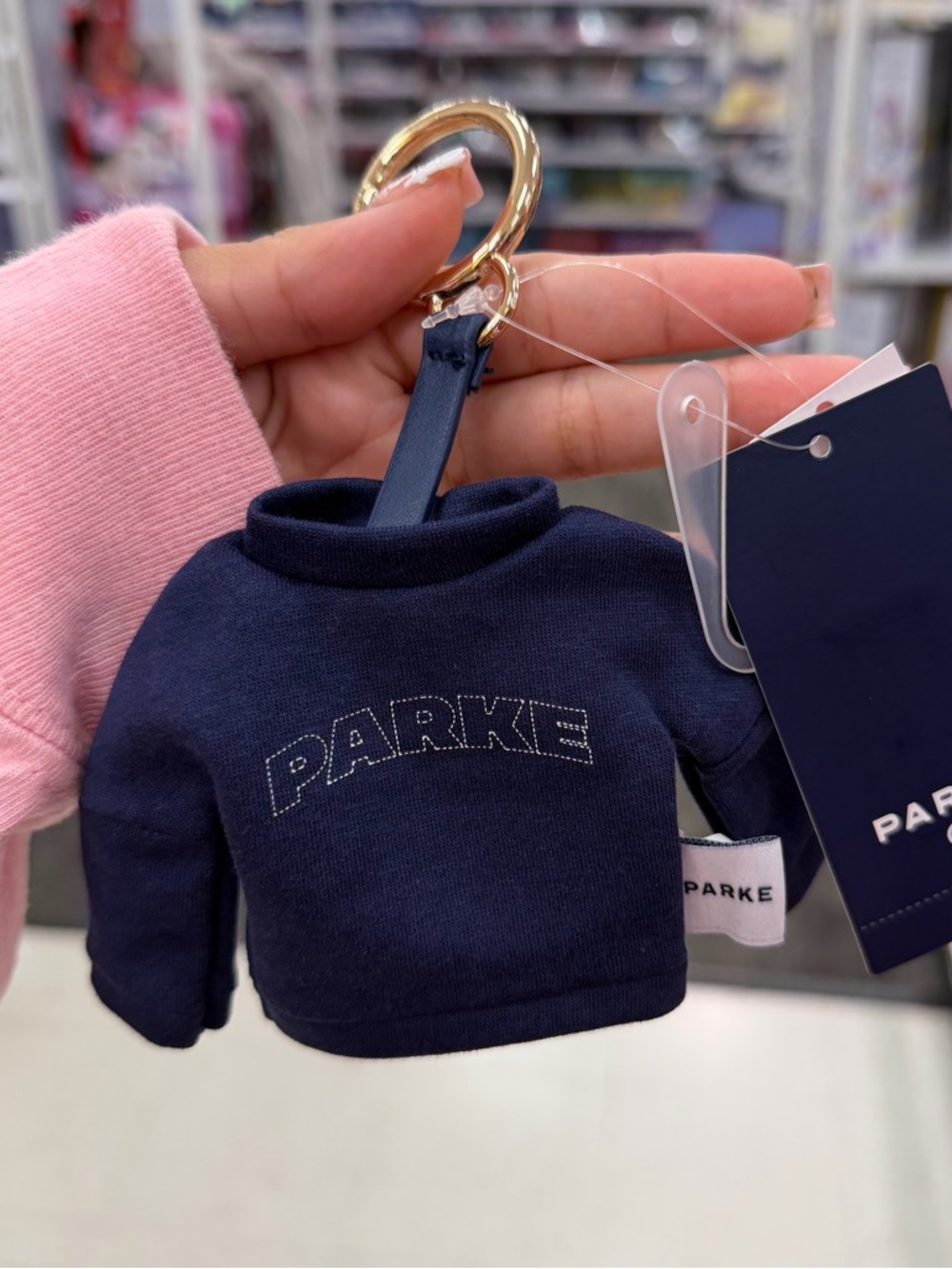 PARKE Navy Mini Sweatshirt Keychain